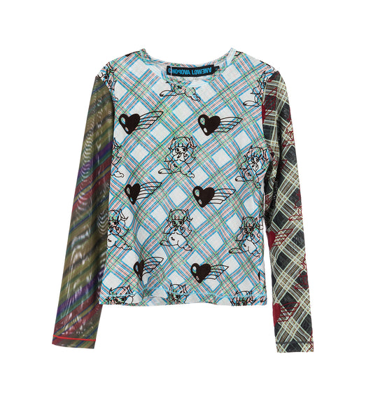 BUN GAL FLOCKED MESH LS TOP MULTI