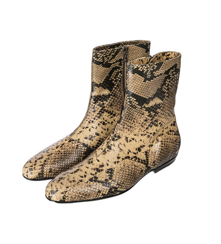 LEATHER SOCK BOOTS BEIGE