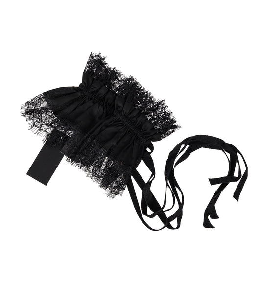 BIRTE CUFFS WITH LACE RUFFLES BLACK