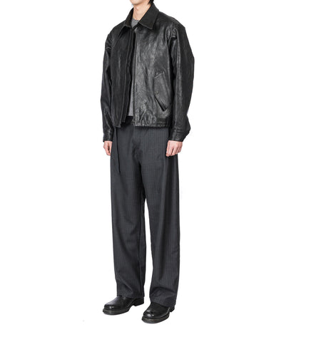 REN PINSTRIPE BELTED TUCK TROUSERS GREY