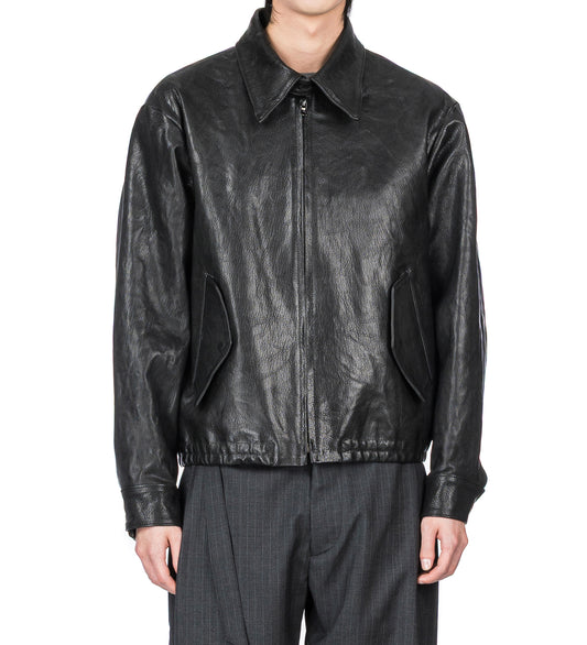 WESTON CRINKLED LEATHER JACKET BLACK