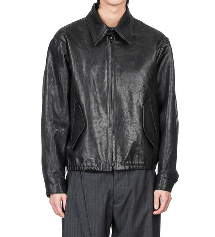 WESTON CRINKLED LEATHER JACKET BLACK