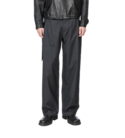 REN PINSTRIPE BELTED TUCK TROUSERS GREY