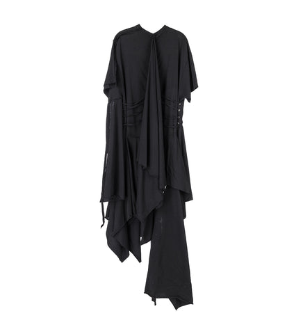 GUUSTA LONG HIGH COMFORT DECONSTRUCTED DRESS BLACK