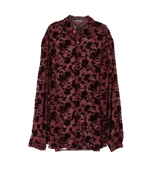 ANDRE CLASSIC SHIRT ROSES DEVORÉ VELVET CRIMSON