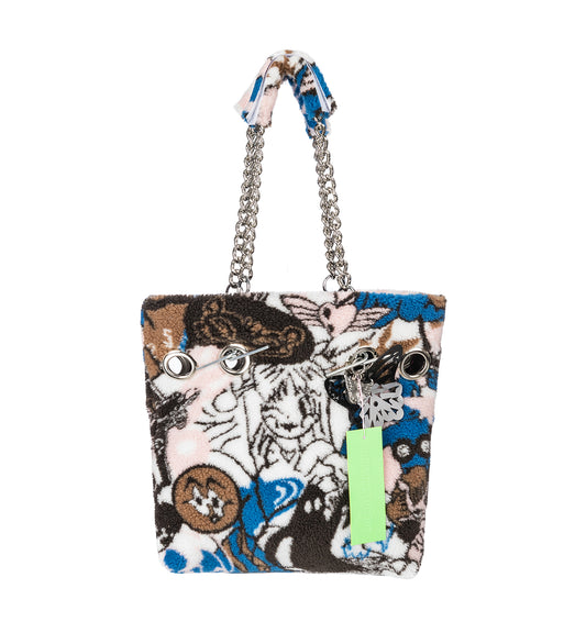 FLEECE TOTE BAG WHITE MULTI