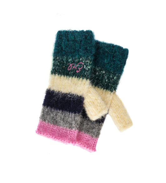 STRIPED ALPACA MOHAIR MITTEN MULTI