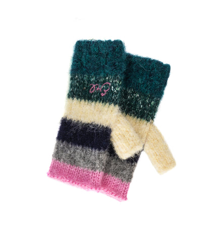 STRIPED ALPACA MOHAIR MITTEN MULTI