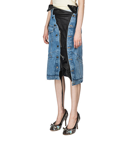 DENIM MOTO JACKET SKIRT INDIGO AND BLACK
