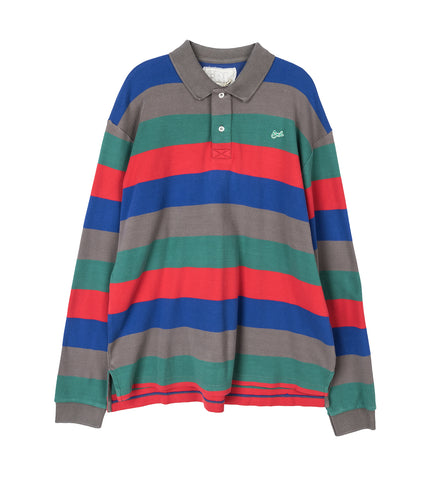 STRIPED LONG SLEEVE POLO MULTI