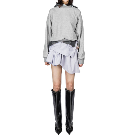 BELTED SHIRT SKIRT BLUE/BROWN/WHITE