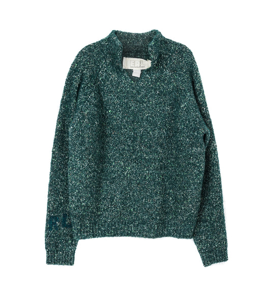 SLIT NECK ALPACA SWEATER GREEN