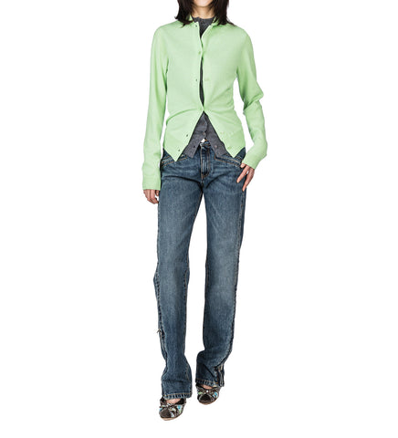 DOUBLE CARDIGAN APPLE GREEN AND GREY