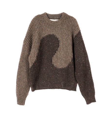 SWIRL WOOL CREWNECK BROWN