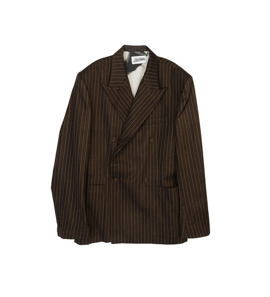 TATTOO COLLECTION CLASSIC OVERSIZED JACKET BROWN / ECRU STRIPES