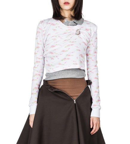 PULLED POLO WHITE FLORAL AND GREY