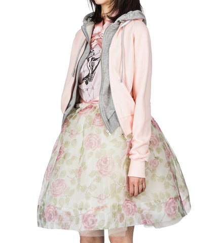 DOUBLE HOODIE LIGHT PINK AND GREY