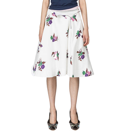 UNZIPPED FLORAL CIRCLE SKIRT WHITE AND FLORAL