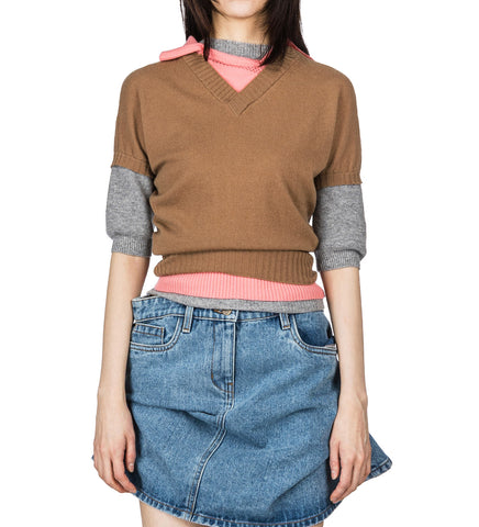 TRIPLE SWEATER BEIGE, CORAL AND GREY