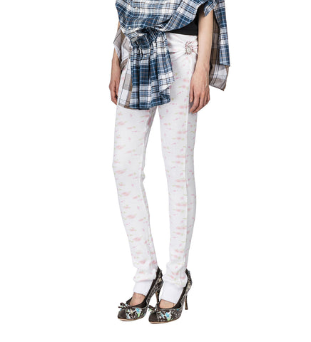 PULLED DOWN LEGGINGS WHITE FLORAL