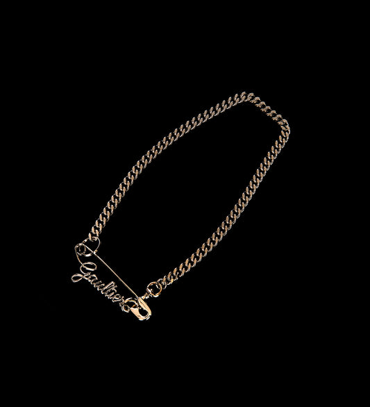 "GAULTIER" SAFETY PIN NECKLACE SILVER