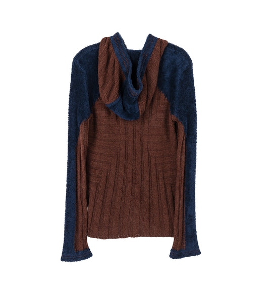 QUIMBY FITTED HOODED KNIT MAHOGANY BROWN