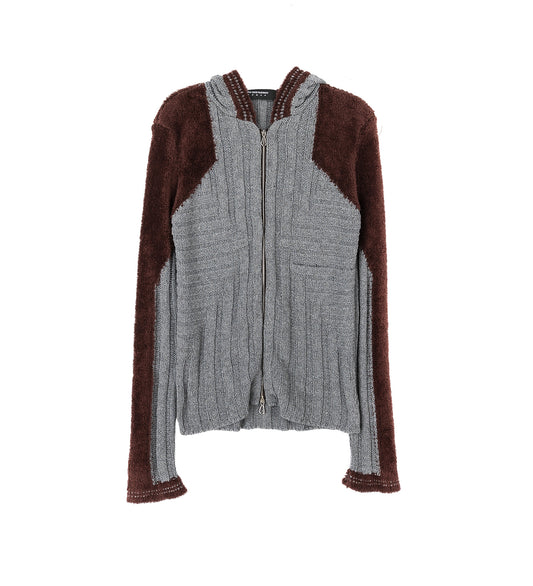 QUIMBY FITTED HOODED KNIT SPECKLED FOSSIL GREY
