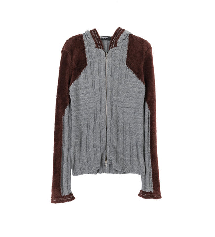 QUIMBY FITTED HOODED KNIT SPECKLED FOSSIL GREY