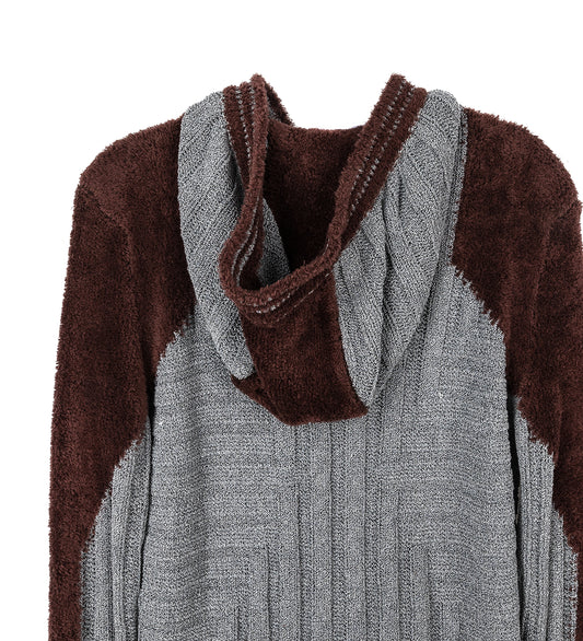QUIMBY FITTED HOODED KNIT SPECKLED FOSSIL GREY