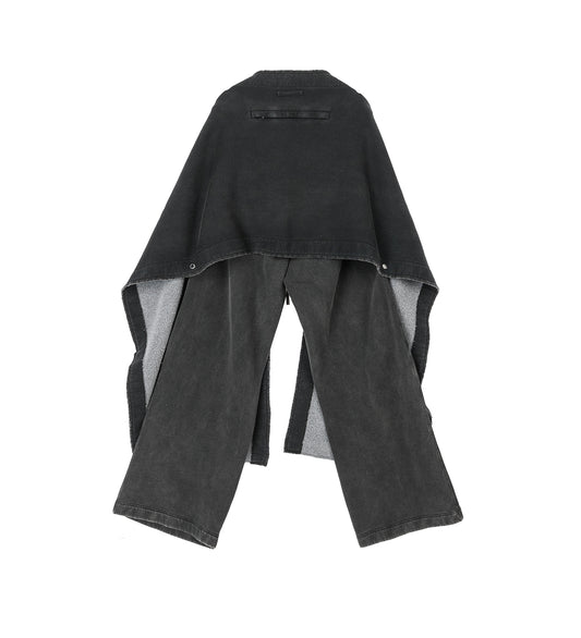 WASHED JOGGING WITH DETACHABLE SCARF BLACK