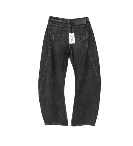 LOW WAISTED JEAN WITH STRAP DETAIL ON THE FRONT VINTAGE BLACK