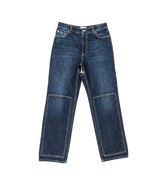 CUT OUT DENIM TROUSER DARK VINTAGE BLUE