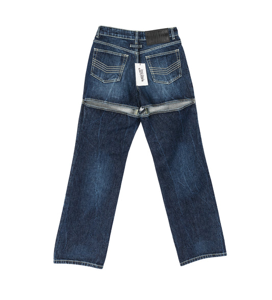 CUT OUT DENIM TROUSER DARK VINTAGE BLUE