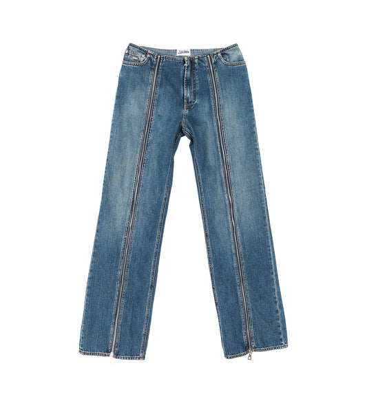 DENIM FRONT ZIPPED TROUSER VINTAGE BLUE