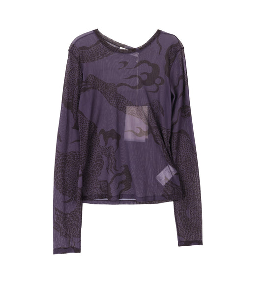 SUPER SLIM LONGSLEEVE ABSTRACT RAISIN SNAKE PRINT