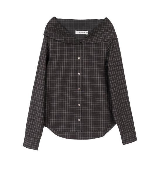 KAONASHI SHIRT BLACK FAUX LUMBERJACK CHECK