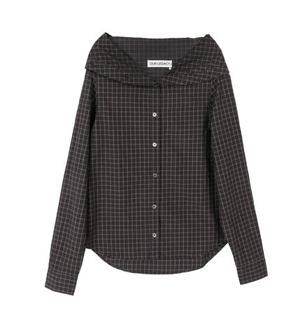 KAONASHI SHIRT BLACK FAUX LUMBERJACK CHECK