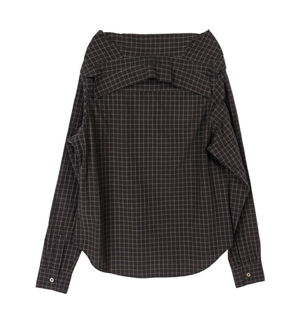 KAONASHI SHIRT BLACK FAUX LUMBERJACK CHECK