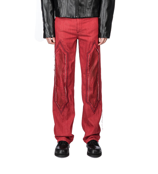 EXCLUSIVE - REMORA PANELLED TROUSER CHERRY RED