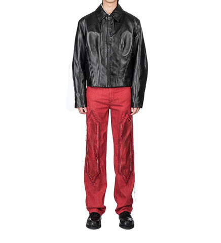 EXCLUSIVE - REMORA PANELLED TROUSER CHERRY RED