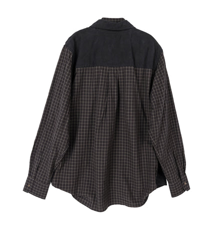 DOUBLE BORROWED SHIRT BLACK FAUX LUMBERJACK CHECK