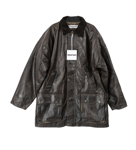 WAXED LEATHER JACKET DARK GREEN