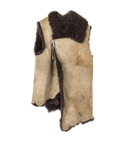 ADDIE ASYMMETRIC FUR WAISTCOAT TAUPE/BROWN