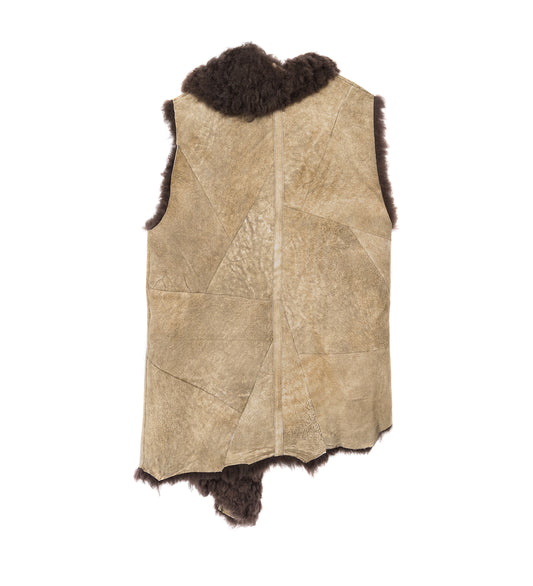 ADDIE ASYMMETRIC FUR WAISTCOAT TAUPE/BROWN