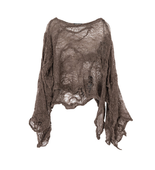 CILIA ASYMMETRIC OFF SHOULDER KNIT SWEATER BEAVER