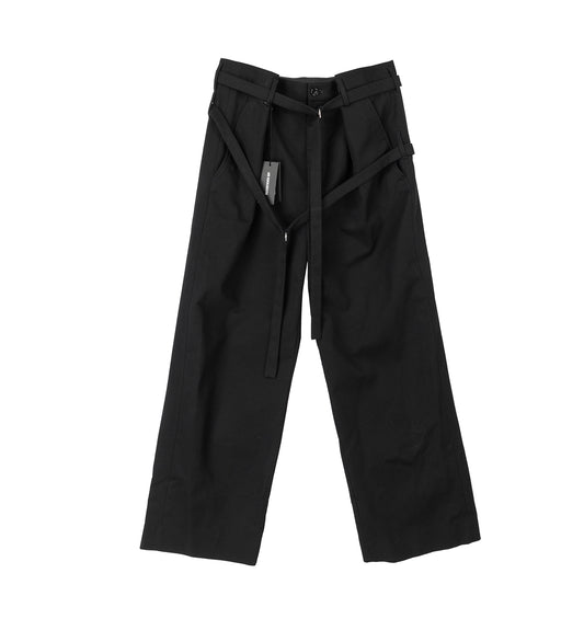 WOUBRECHT HIGH COMFORT DOUBLE BELTED TROUSERS BLACK