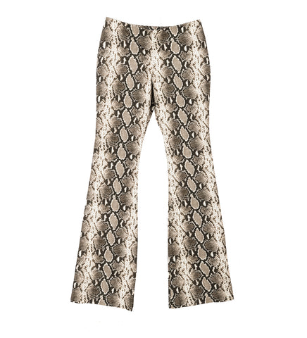 SNAKE PRINT FLARE PANTS BLACK