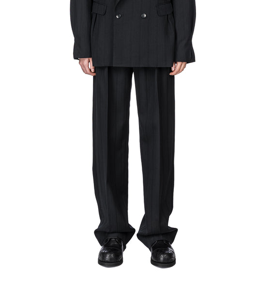 TARHOS PLEATED TROUSER MIDNIGHT BLACK