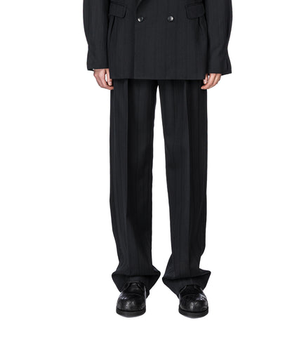 TARHOS PLEATED TROUSER MIDNIGHT BLACK
