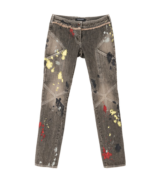 K PAINTED SLIM JEAN WASHED BROWN 